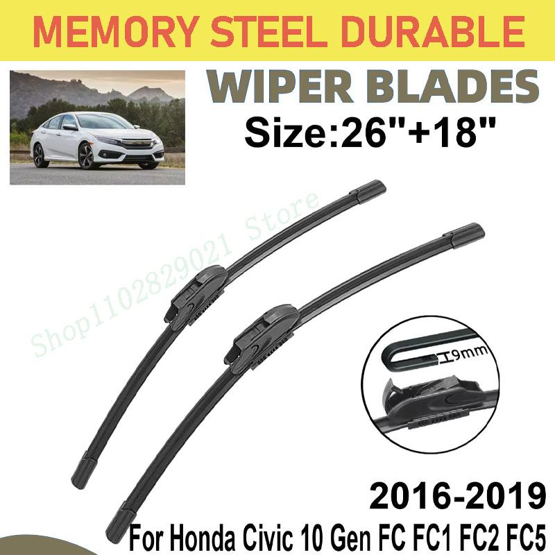 

2PCS Wiper Blades Set Kit For Honda Civic 10 Gen FC FC1 FC2 FC5 2016-2019 Front Windshield Brushes Windscreen Window Accessories