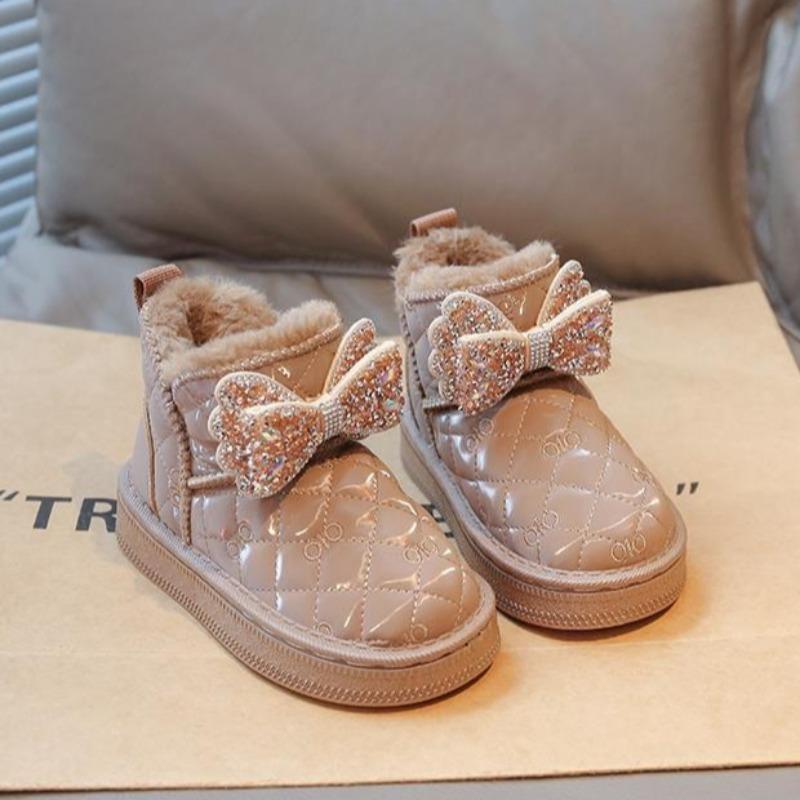 

Теплые девичьи ботинки-принцессы для снега, зимние флисовые и утепленные хлопковые ботинки, детские нескользящие ботинки на толстой подошве 37 хаки