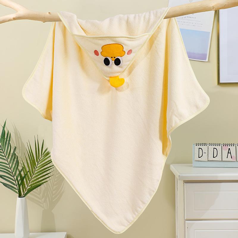 New Spring and Autumn Baby Newborn Swaddling Baby Wrapping Towel Cute Cartoon Cuddle Coral Velvet Hooded Bath Towel