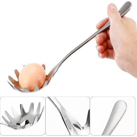 UPKOCH Rostfritt Stål Spaghettislev, Past Gaffel - Halkfri Nudelslev - Bekvämt Grepp Många Användningsområden - Isskopa/Soppskopa, 9.4 tum