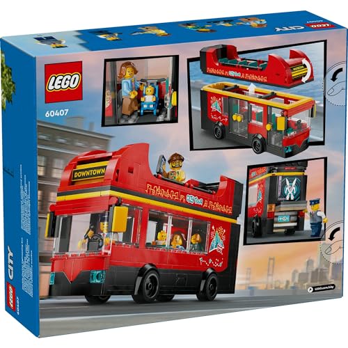 LEGO City Roter Doppeldecker Spielzeug - Geburtstagsgeschenk, Bausteine, für Jungen und Mädchen, Alter 7, 8, 9, Grundschüler, Fahrzeug, Auto, Minia