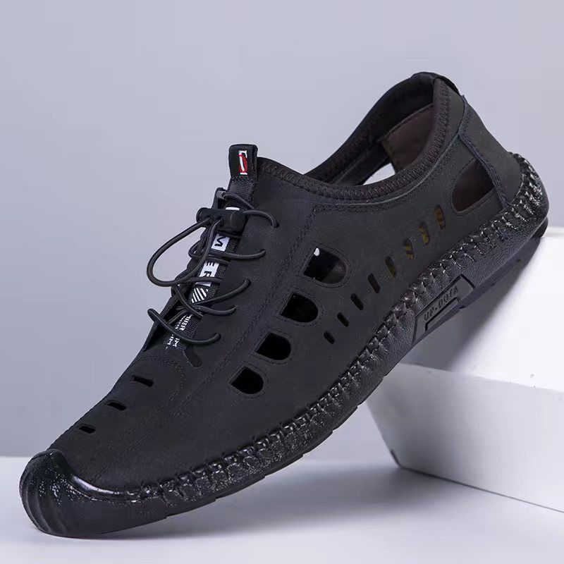 

Мужская обувь весна новые сандалии мужская дышащая повседневная обувь мягкая подошва ультралегкая кожаная обувь модная модная универсальная износостойкая мужская обувь 44