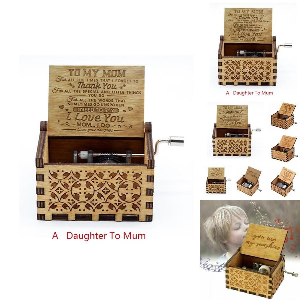 Vintage Holz Spieluhr Geschenk für Kinder Charmant You Are My Sunshine Graviertes Spielzeug