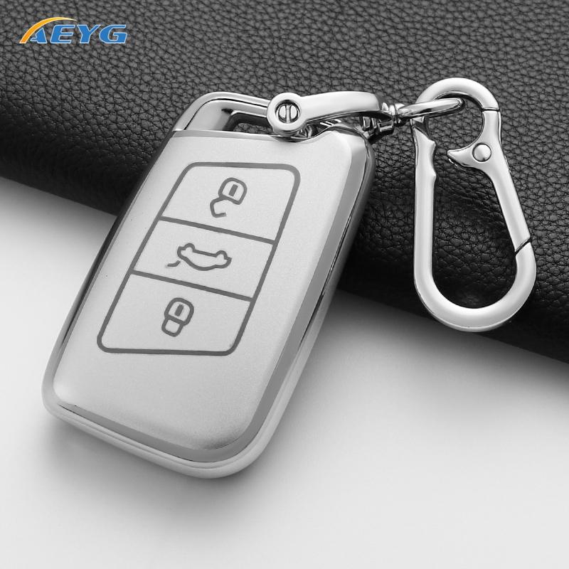 Soft Tpu Car Key Case Protector Accessories For Vw Volkswagen Passat B8 Tiguan Magotan Golf For Skoda Kodiaq Superb A7 Keychain