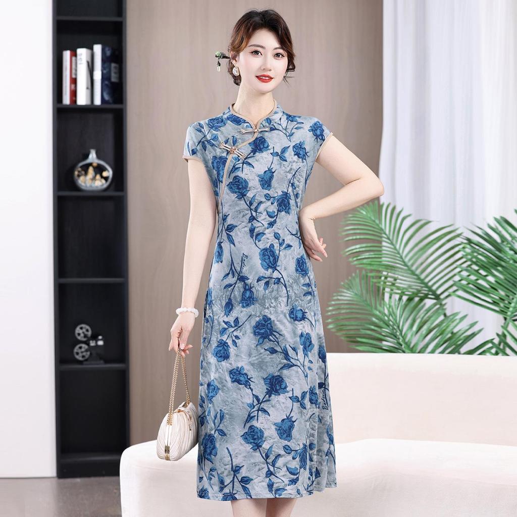 Elegant Retro Slim Fit Qipao Dress - Artistic Chinese Style for Spring/Summer 2026