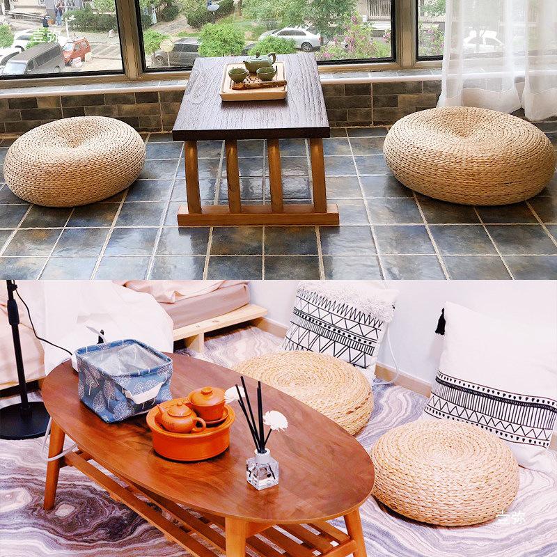 Japanisches Tatami Rattan Bodenkissen - Dicke Runde Zen Meditationsmatte