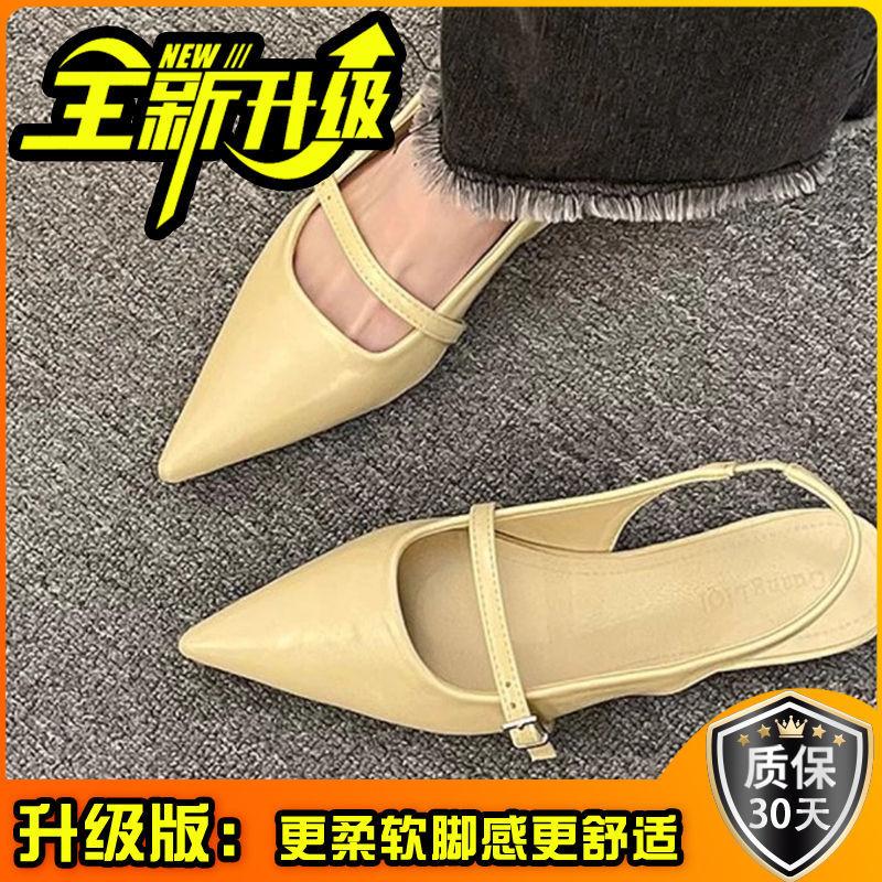 Flat bottom versatile bag head sandals women's shoes 2025 new Mary Jane with skirt pointed temperament niche single shoes