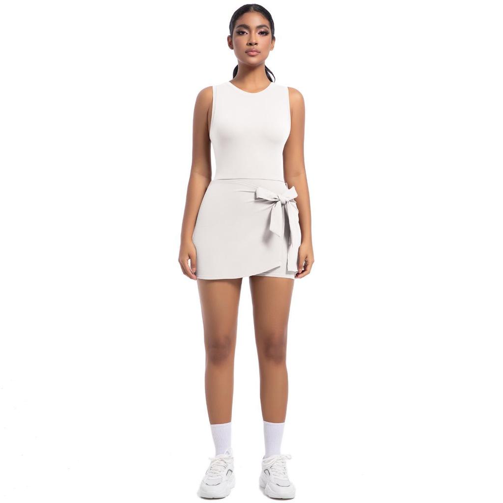 Women's Breathable Tennis Skirt Unitard - Integrated Yoga, Fitness, and Golf Dress