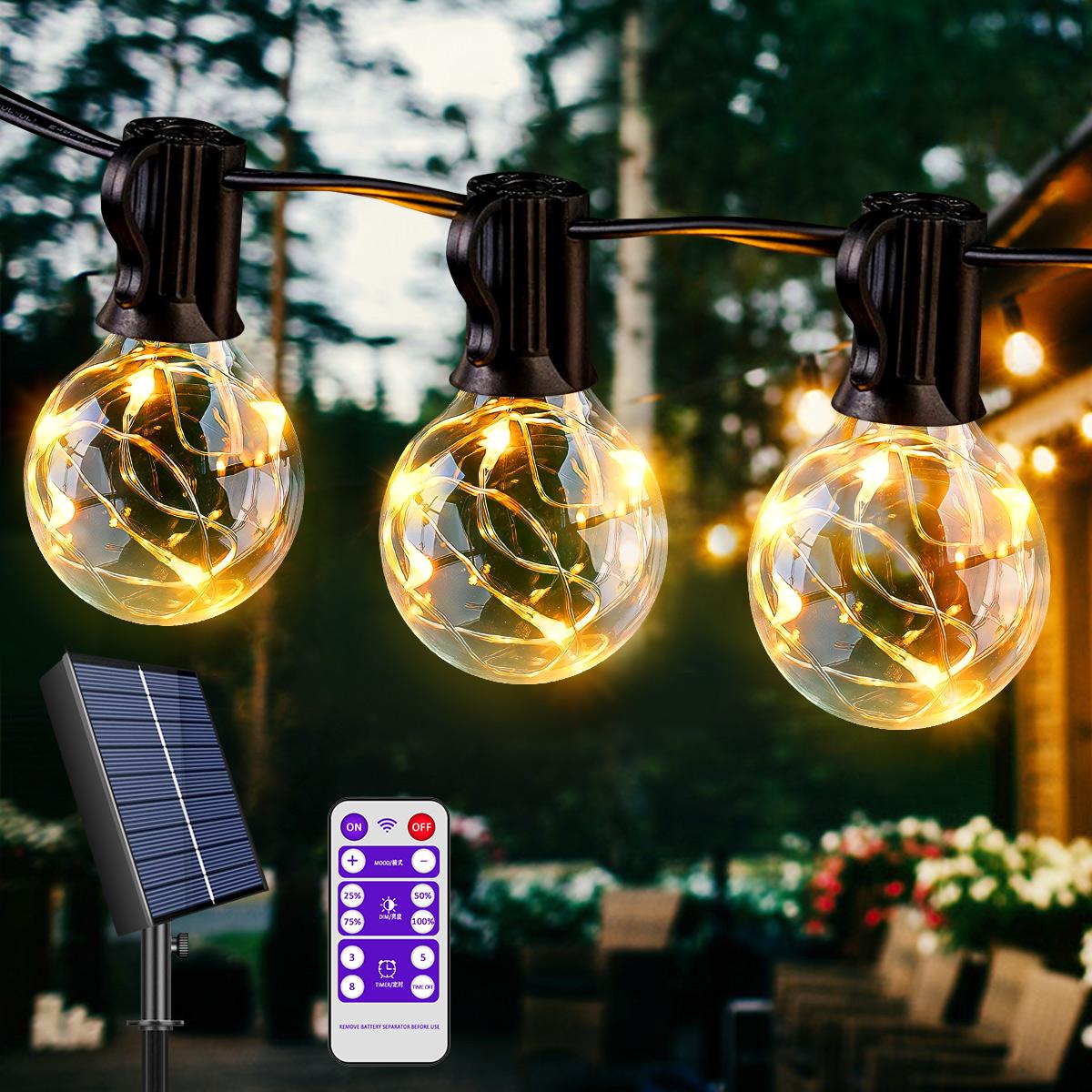 

G40 солнечные светильники для улицы, водонепроницаемые садовые гирлянды, светодиодные лампы 7M/10M/11.7M с 8 режимами для украшения рождественской вечеринки на заднем дворе 7m 11bulbs теплый белый