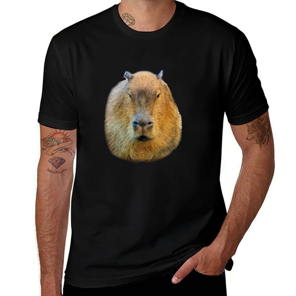 Capybara Head T-Shirt Basic Solid Color Casual Tee Shirt