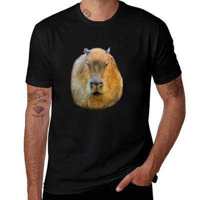 Capybara Head T-Shirt Basic Solid Color Casual Tee Shirt