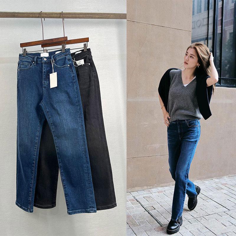 

2025 Early Spring Wu Qianyu Style High Waist Slimming Straight Nine-Point Women s Jeans 25
