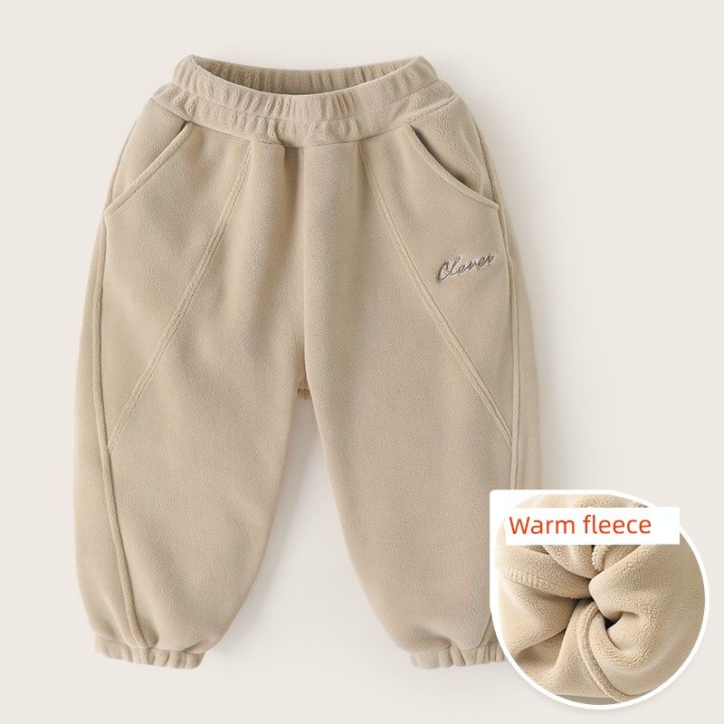 Style Boys' Pants with Fleece, Winter Clothing for Girls, Integrated Fleece Cotton Pants, Thickened Sweatpants, Ollie Fleece Children's Clothing