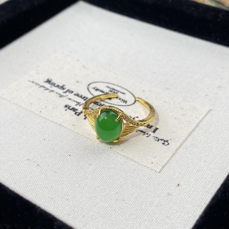 Exquisite Adjustable Opening Gemstone Copper Ring For Women Stylish Geometric Design