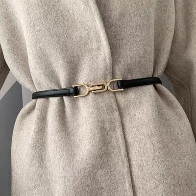 Women's Black Adjustable Matte Buckle Belt for Skirts and Dresses