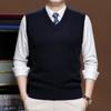 Men S Solid Knitted Sleeveless Vest Thick Warm Pullover