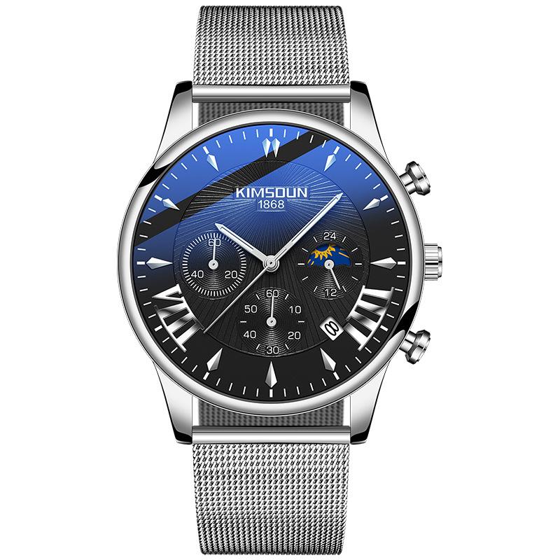 KIMSDun Uhr Herren Top Marke Luxus Uhr Neue Mondphase Stern Herrenuhr Studenten Mode Trend Multifunktion Quarz Form Wasserdicht Herrenuhr