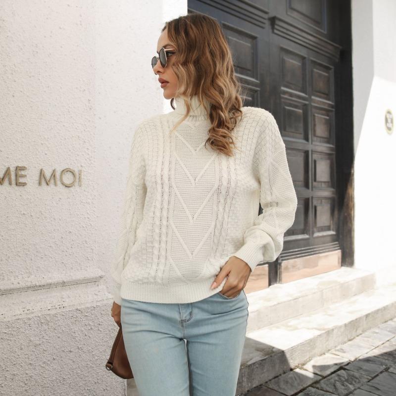 Women S Loose High Neck Long Sleeve Knit Sweater