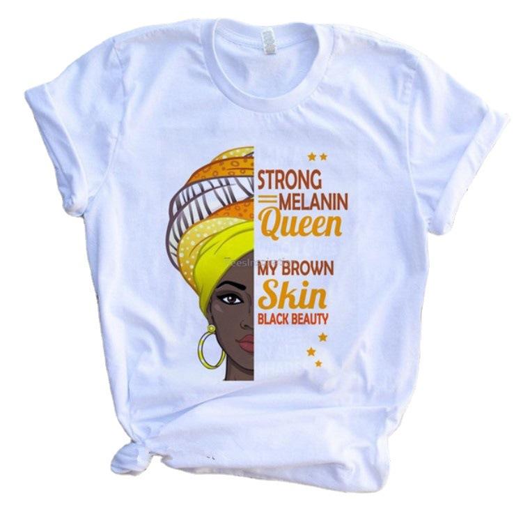 Fashion Vintage Casual Queen Print Ladies T-Shirt Summer Loose Short Sleeve White Women's Tops Graphic T Shirts Female Clothing