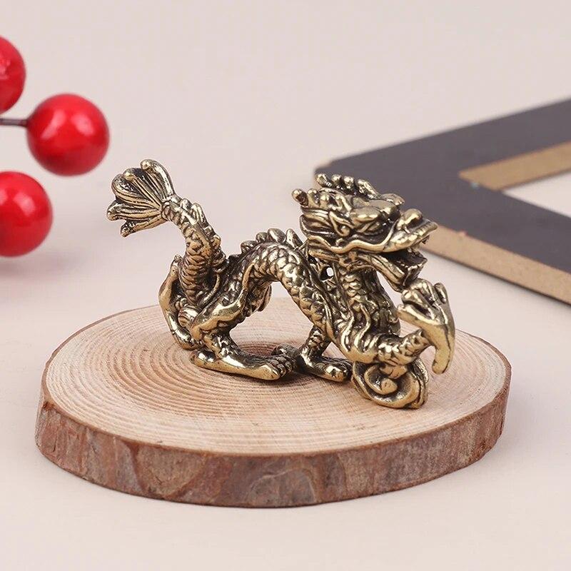 Vintage Ornament Retro Zodiac Dragon Socha Mosazný Dekor Prosperita Čínský styl Dragon Luck
