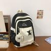 Blocked Fashionable Color Letter Embroidery Star Decoration Student Backpack