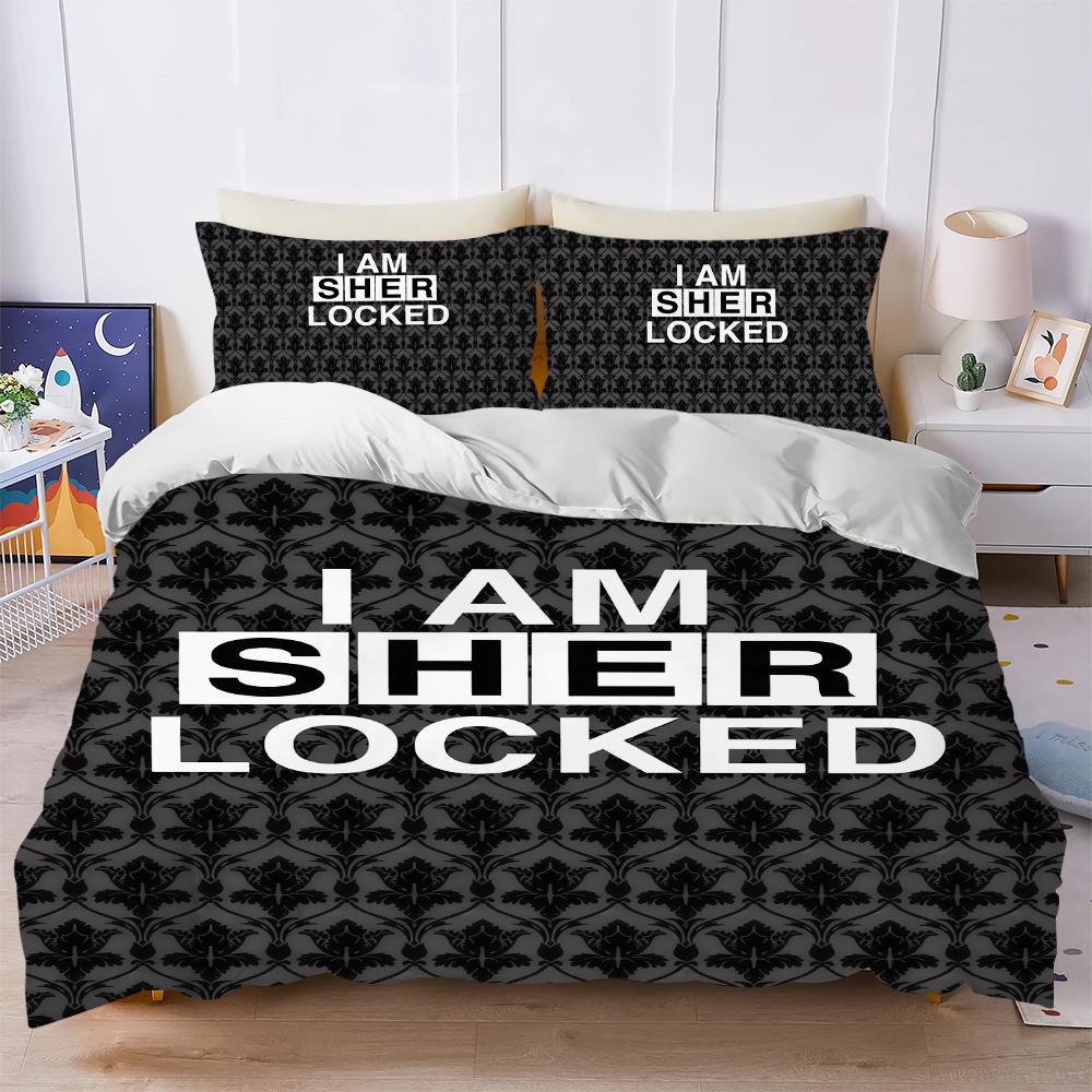 

Набор пододеяльников для фильма Шерлок Холмс 221b Мягкая стирка Постельное белье 3 предмета Летний Удобный Студенческое общежитие Дом Детское постельное белье (135x200cm)