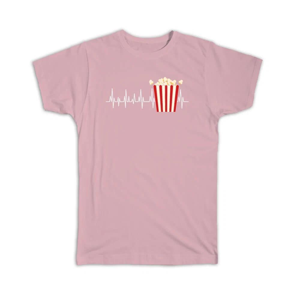 Gift T-Shirt : Popcorn Cardiogram Funny Art Print Food Lover Best Friend L