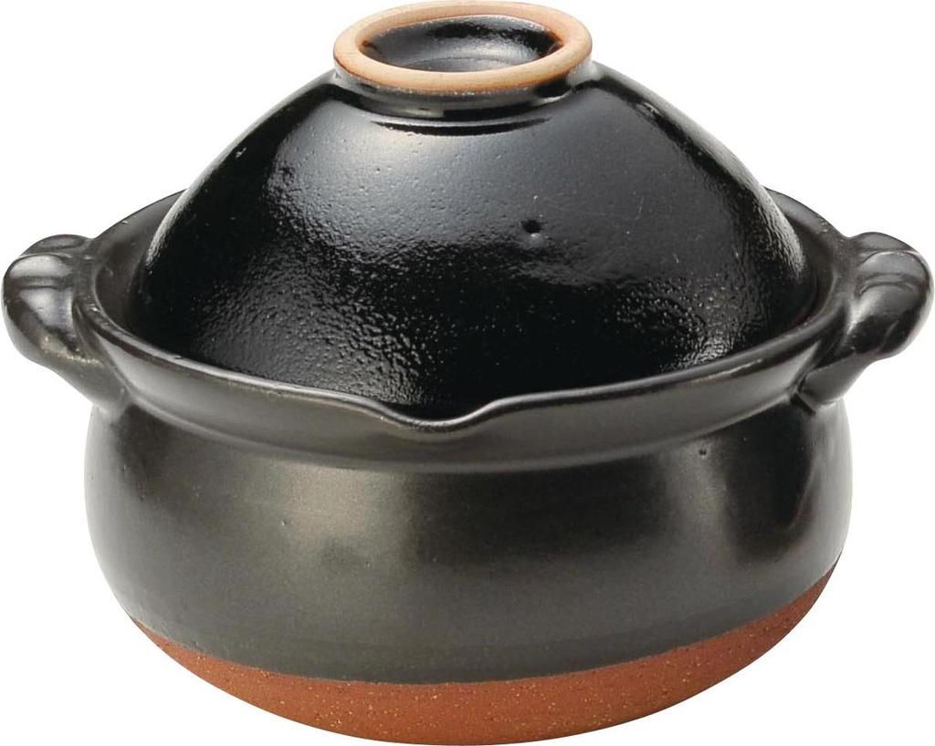 Santo Banko Ware Functional Earthenware Pot Tenmoku 15559 Rice Porridge Pot with Bowl