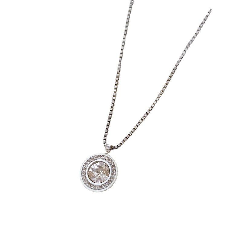 Titanium Steel Ring Full Diamond Minimalist Furnace Real Gold Necklace Female Collarbone Chain Accessories