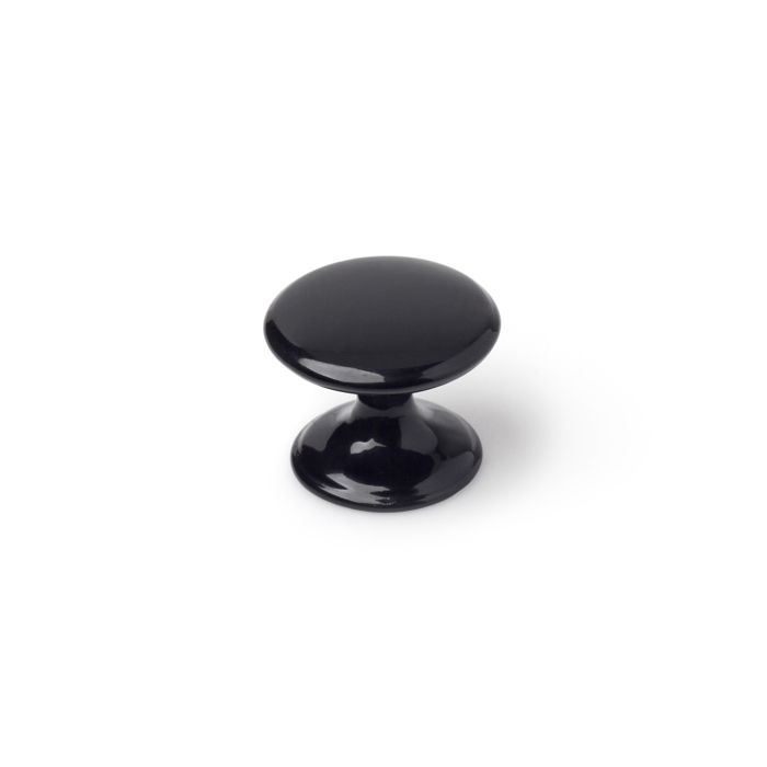 Nábytkové knoflíky Kulaté zamak lakovaný - Sada 4 kusů - Černá - V.27 x š.33 x H.33 mm