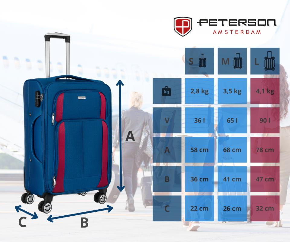 PTN 5209-L-9333 Blue-Burgundy Suitcase