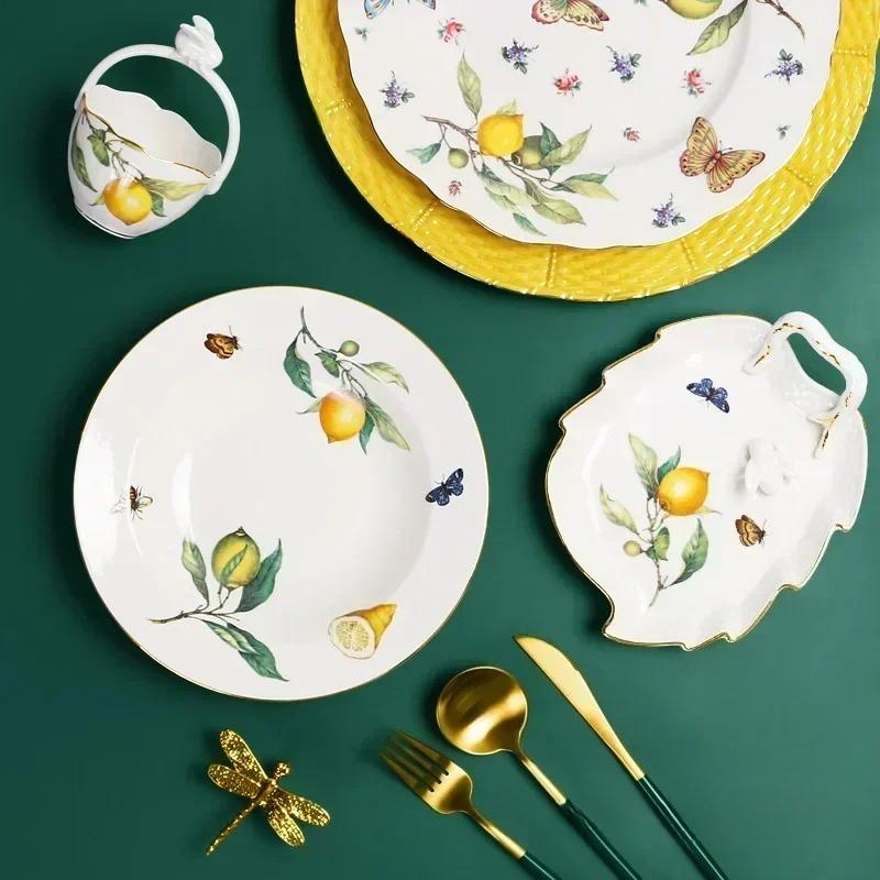 1 piece of lemon coffee cup, elegant European tea set, European tea cup and saucer, self-selected ceramic plate