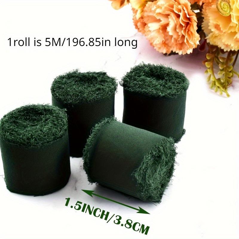 

Набор шифоновых лент с бахромой - 2 рулона, темно-зеленый, для упаковки букетов, изделий ручной работы и подарков - идеально подходит для свадебных приглашений и украшений 2 Rolls