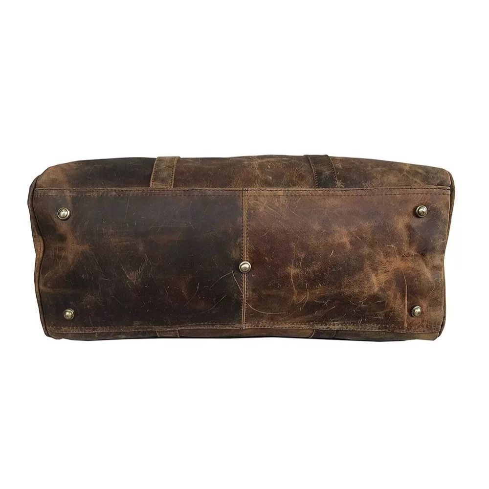 Men duffel Buffalo Vintage Handmade Leather Overnight Duffel Bag - Natural Brown