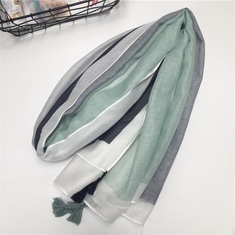 

Летний женский хлопковый шарф с кисточками в европейском и американском стиле с геометрическим узором - шаль для защиты от солнца 180*90 cm