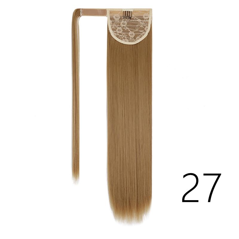 MERISIHAIR Women Long Straight Ponytail Wig Black Brown Synthetic High Temperature Fiber Ponytail Hair Extensions Daily Use