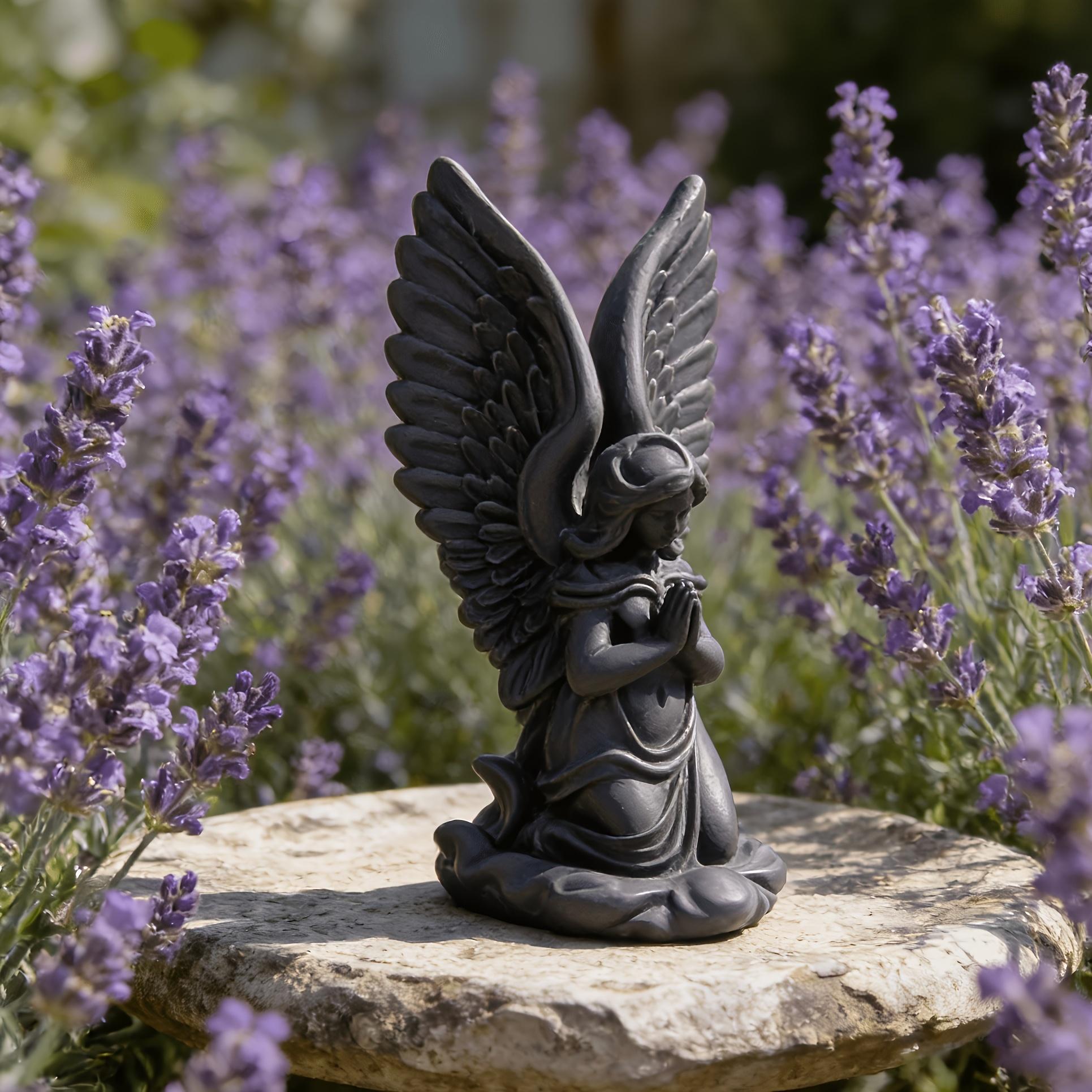 1Pc Kneeling Praying Angel Statue Ornament, Home Decor Resin Sculpture, Suitable For Living Room, Bedroom, Bookshelf
