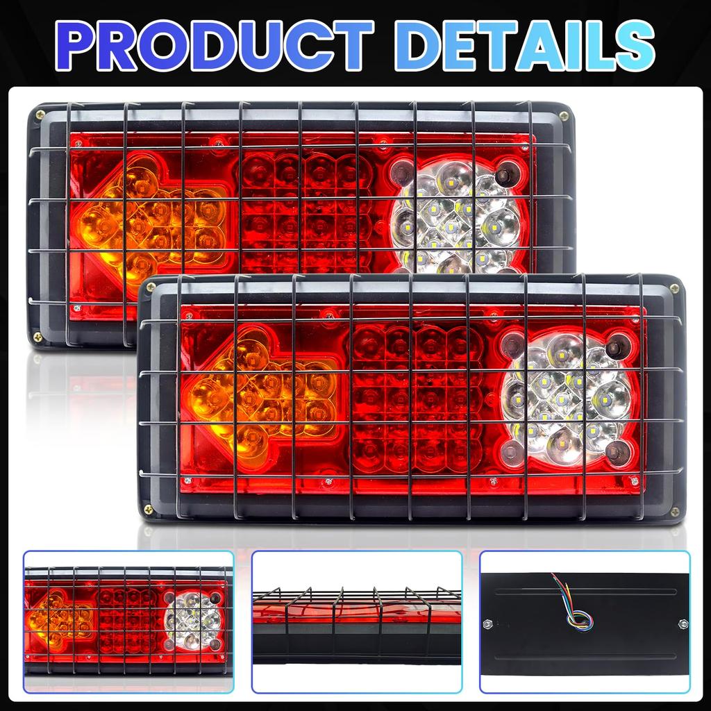 Trailer Tail Rear 3 and White Impact Arrow Impact High Truck Driving Left and Set of 2 Lamp, Light, LED, Colors, Yellow, Red, Light, Resistant, Tip,