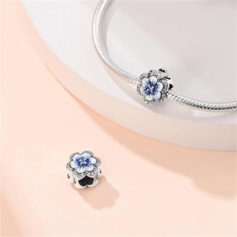 Copper Colorful Flowers Butterfly Charms Beads Fit Original Charm Bracelets Women Diy Jewelry Birthday Gift Making