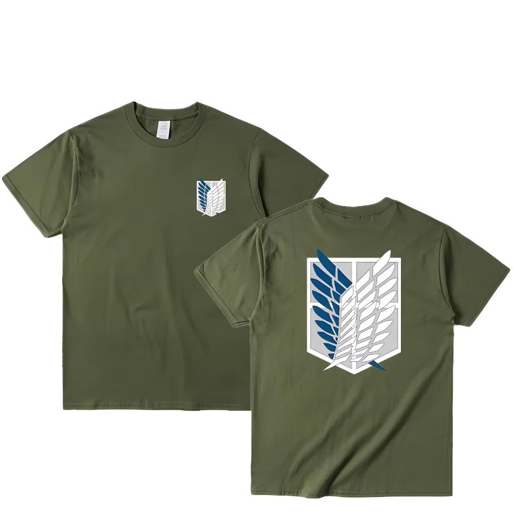 Attack On Titan T-shirt Wings of Freedom Short Sleeve Ackerman Mikasa Eren Jaeger Men Cotton Tops Summer Oversized O-Neck Tee