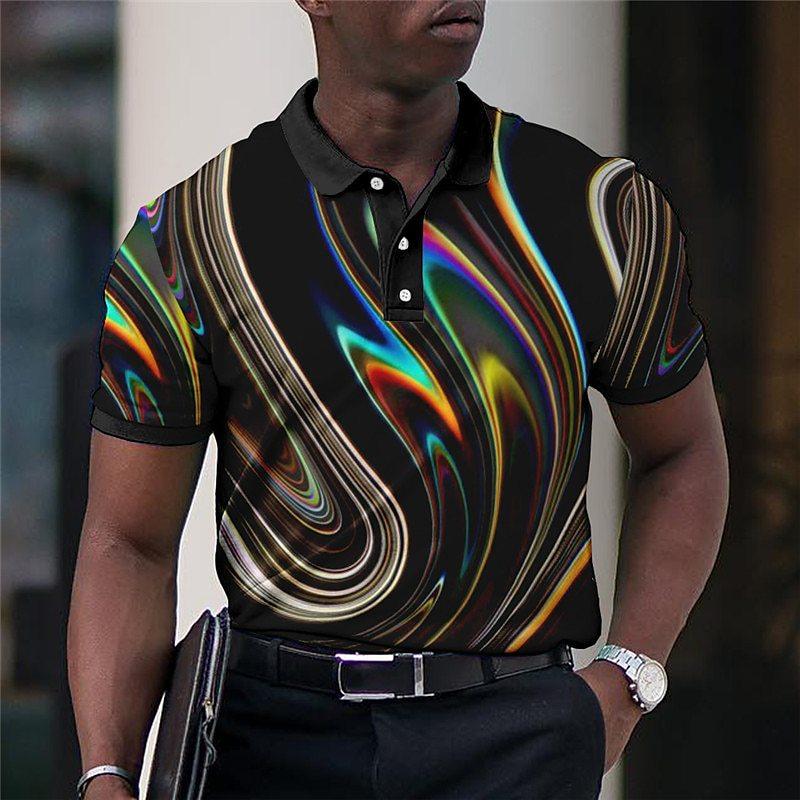 Herr pikétröja kortärmad 3D-tryck toppar mode polyester andningsbar bekväm pikétröjor