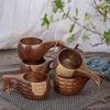 Nordic Style Acacia Wood Cup with Handle - Portable Wooden Coffee & Milk Cup