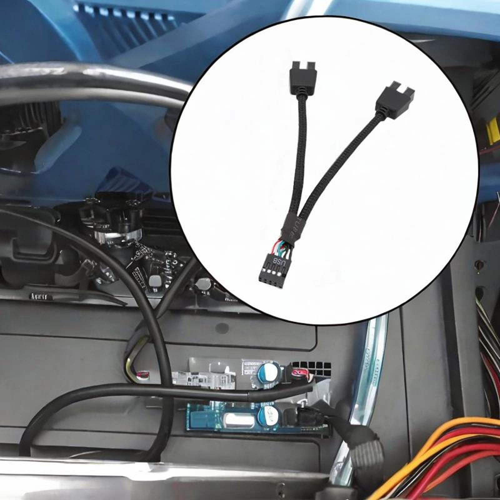 

Подовжувач USB 9-контактний для материнської плати до подвійного багатофункціонального дроту 9USB з міцною плетеною сіткою чорний