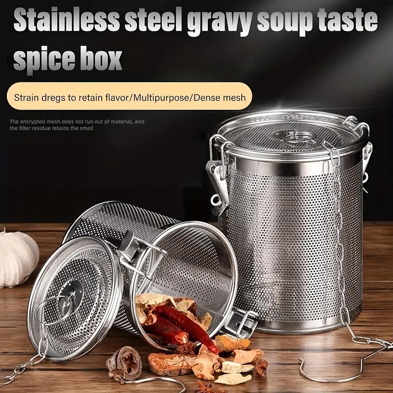 Stainless Steel Brine Cage Seasoning Fine Mesh Tea Strainer Brine Stew Supplies Filter Seasoning Bag Spice Box