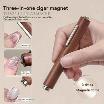 3v1 magnetický nástroj na zdobení nehtů s kočičím okem, silný válcový magnet pro profesionální design nehtů, výkonná magnetická tyčinka na efekty