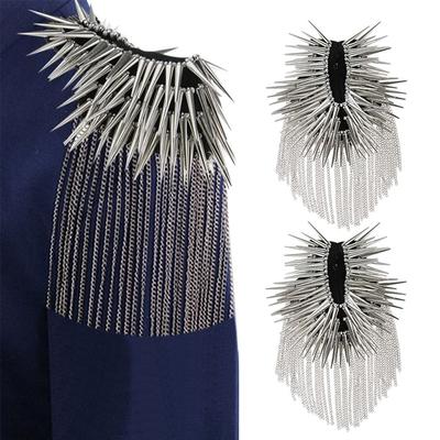 Delicate Punk Tassel Epaulette Hip-hop Rivet Spike Shoulder Jewelry Long Chain DIY Clothing Accessories Men Women