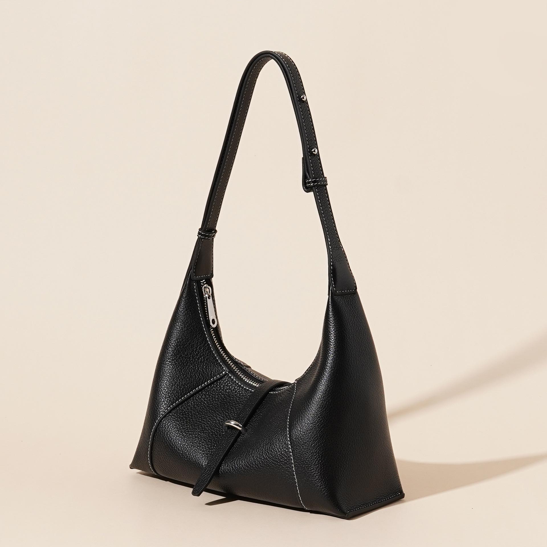 

Нишевый дизайн 2025 под упаковкой повседневная универсальная ретро-сумка-полумесяц с замком 27*11.5*20cm чёрный