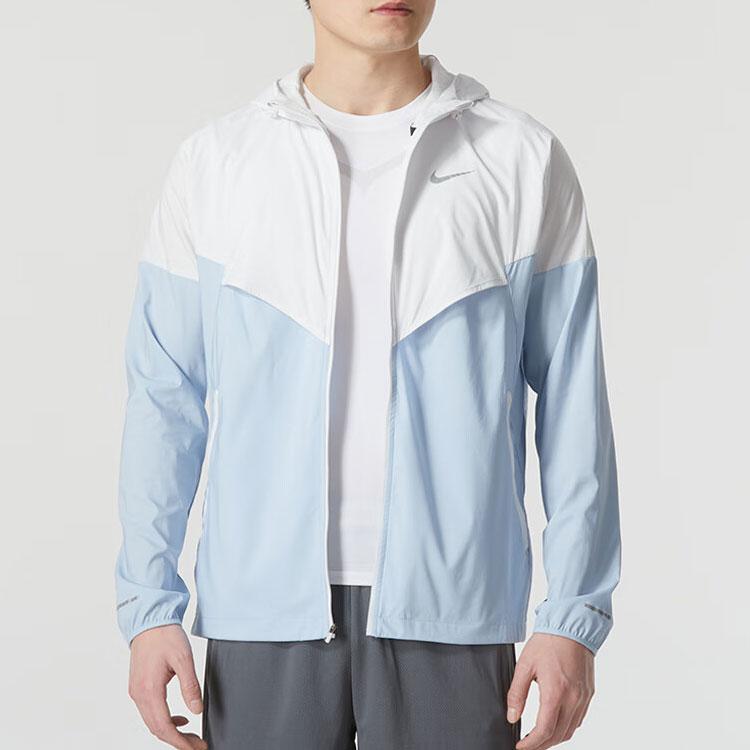 Nike Fargeblokk Logo Spleiset Trenings Casual Hettejakke Herrejakker Lyseblå FB7541-094