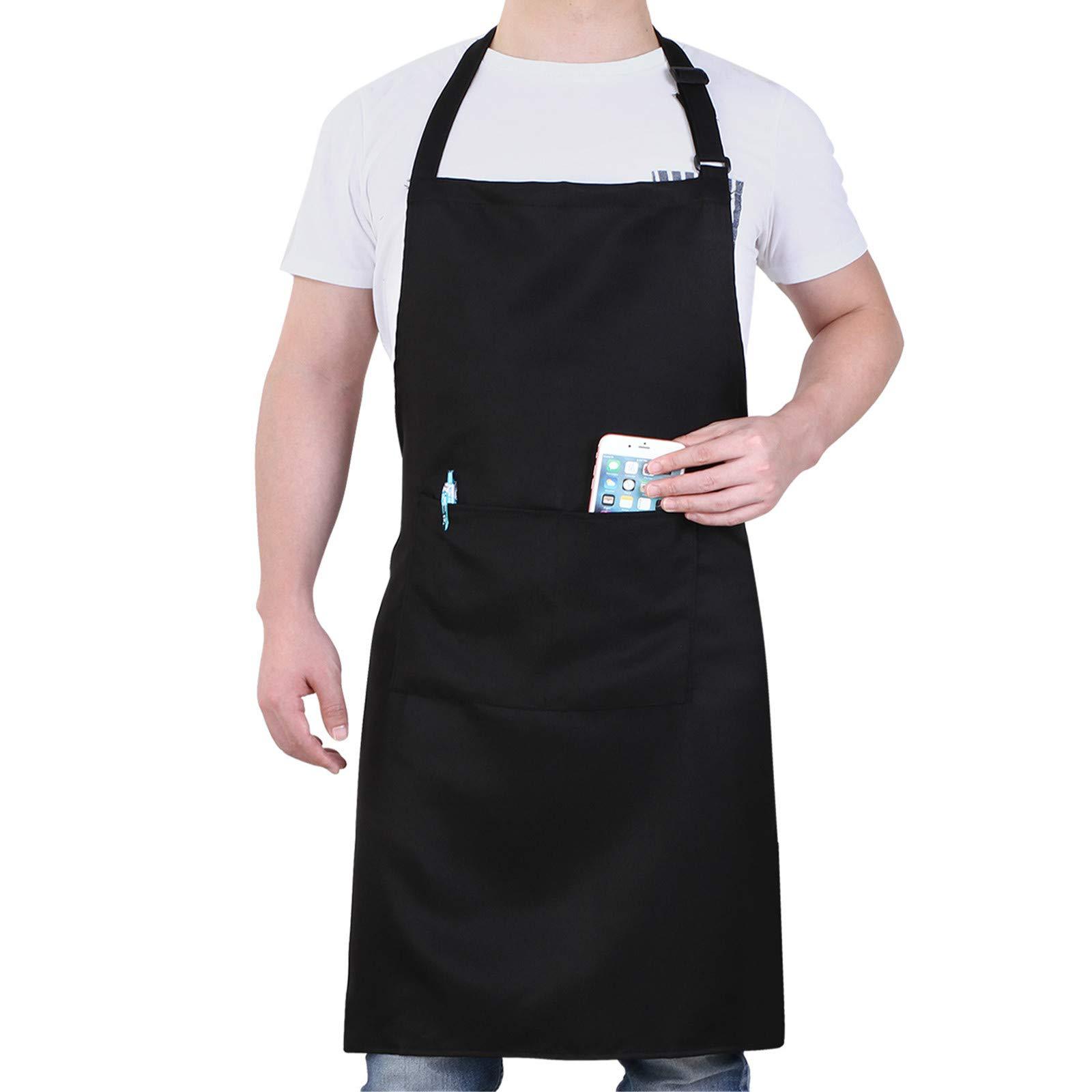 

Unisex Professional Chef Apron with Pocket - Adjustable Full Coverage Apron - Waterproof and Oil Resistant - One Piece Black New OneSize чёрный