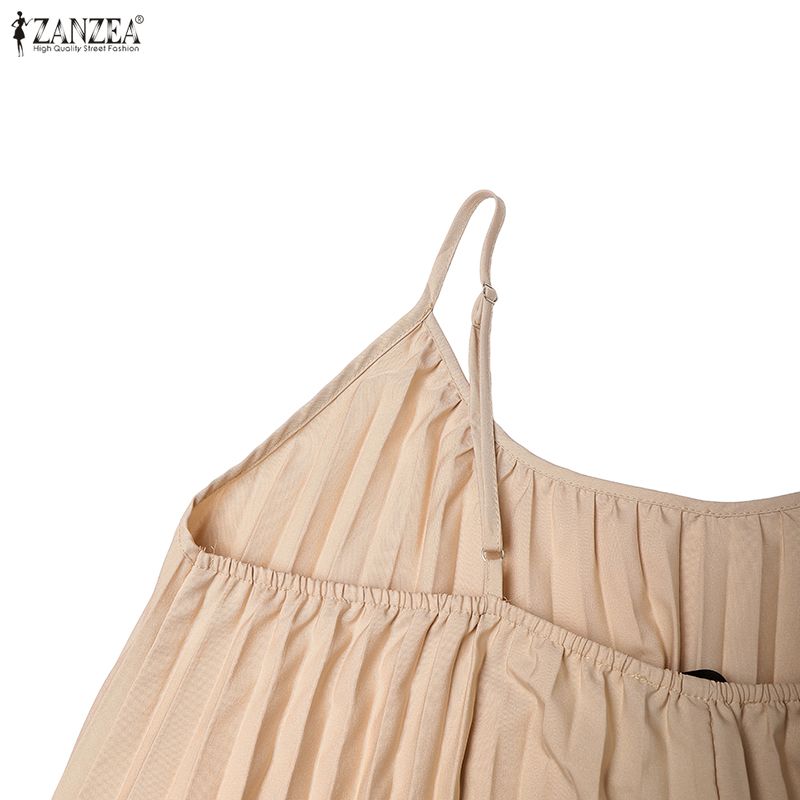 ZANZEA Bohemian Women Elegant V-Neck Straps Sleeveless Sling Long Dress
